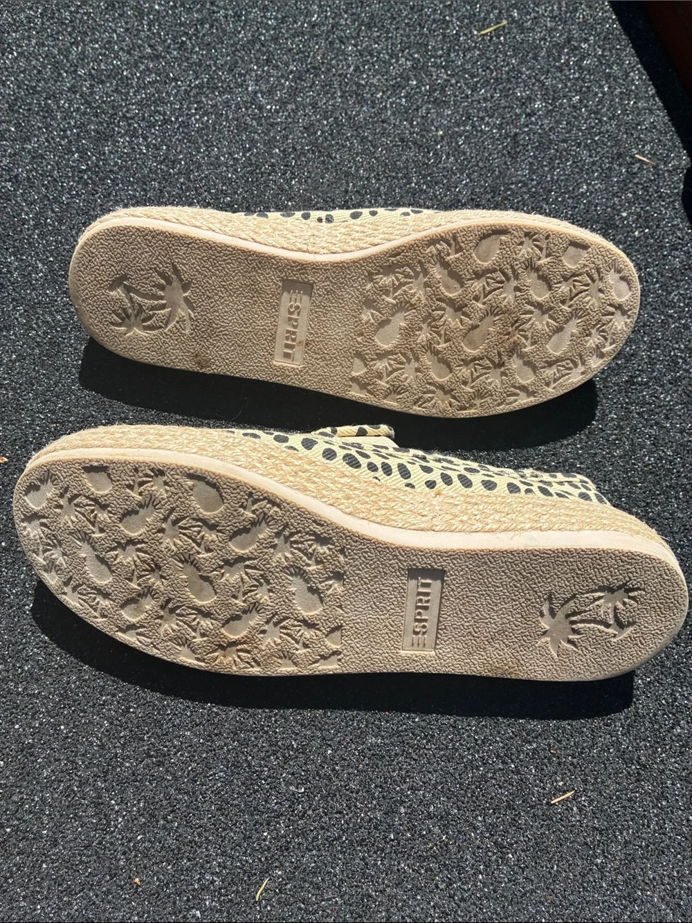 Esprit Nadine Canvas Slip-On Espadrille Sneakers in Beige with Black Spot Print